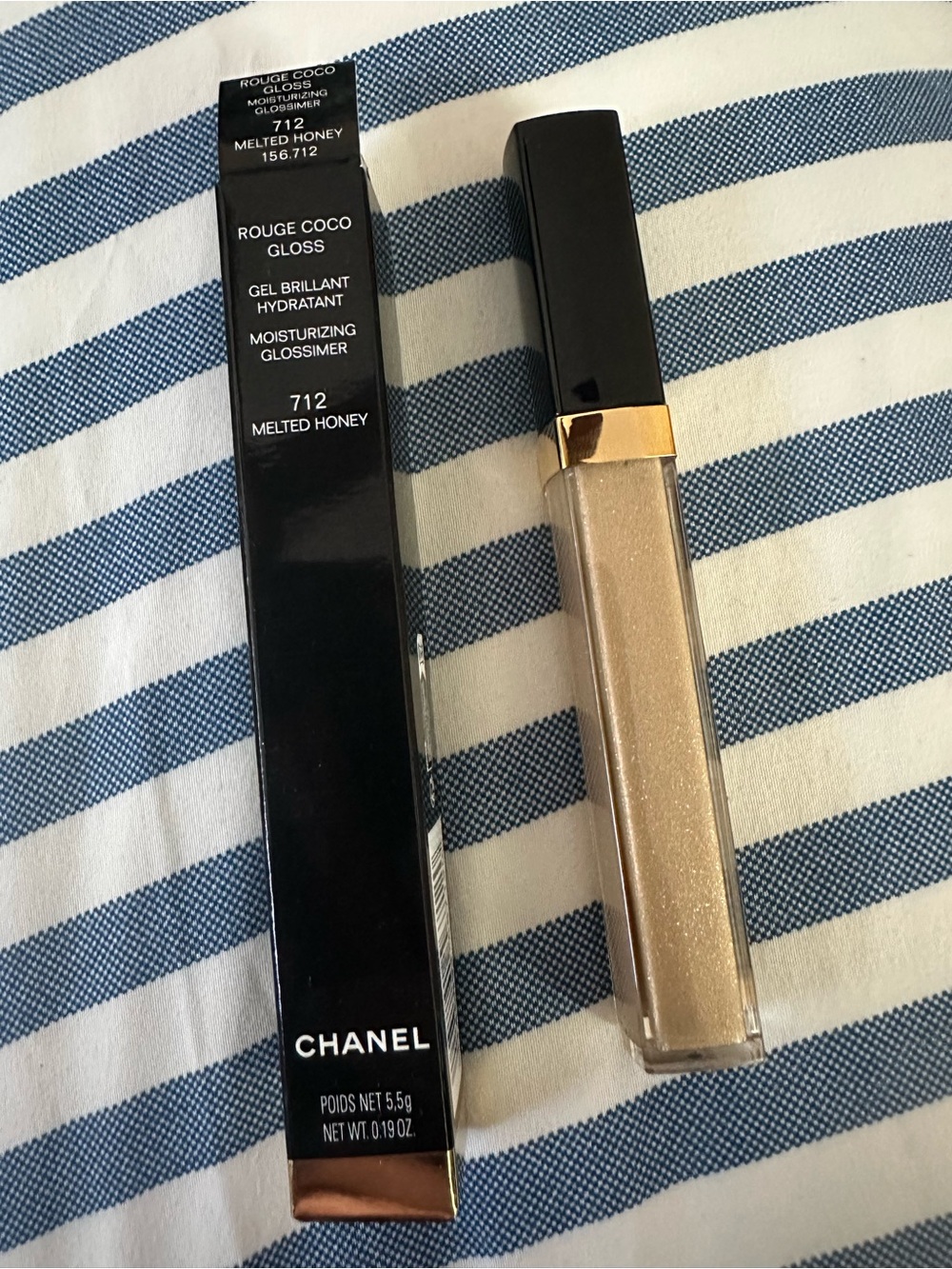 CHANEL Rouge Coco Gloss 712 Melted Honey - Shimmery Gold Lip Gloss